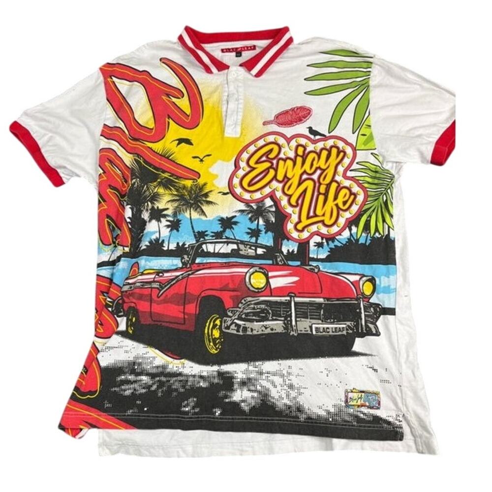 Men's Blac Leaf Polo  Size 3XL 'Enjoy Life'  EUC